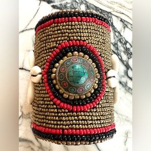 Vintage Beaded Egyptian wrist cuff custom handmade in Middle East